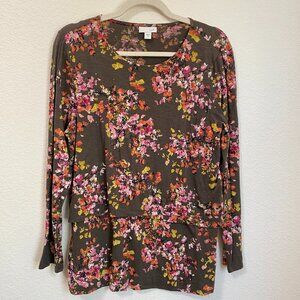 J. Jill Black Abstract Floral Blossoms Knit Tunic Cotton Modal